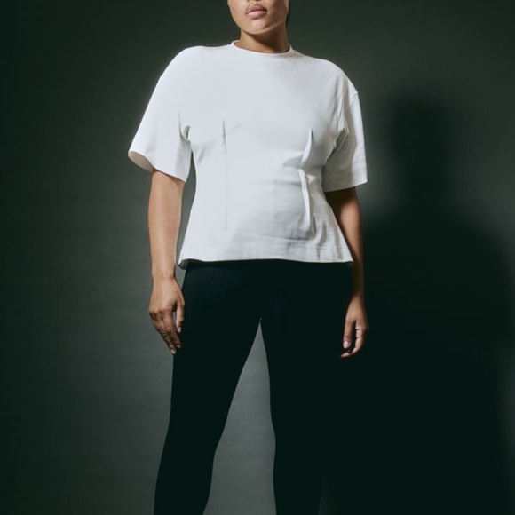 H&M Tapered White Tshirt - M - Picture 1 of 5